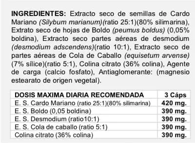 ingredientes del suplemento fisiológico Liver-Action