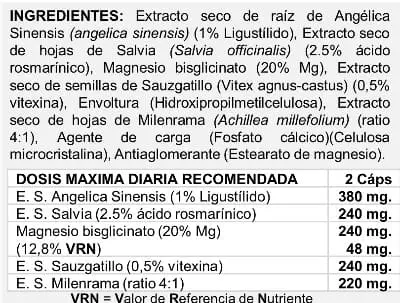 Ingredientes del suplemento fisiológico Harmony-Action