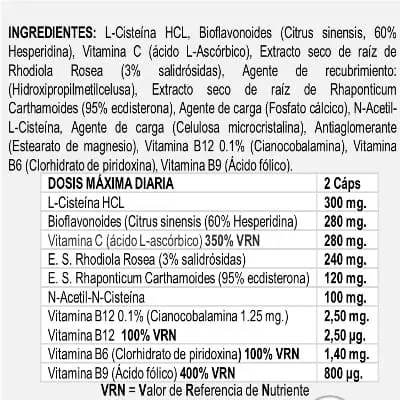 Ingredientes del suplemento fisiológico Homeo Star
