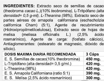 Ingredientes del suplemento fisiológico Happylity